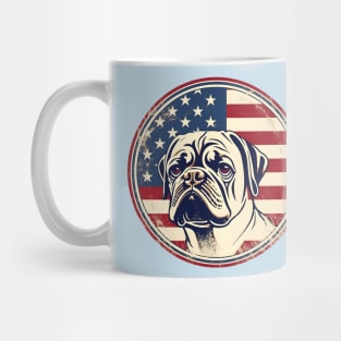 Pug dog on a vintage distressed American flag Mug